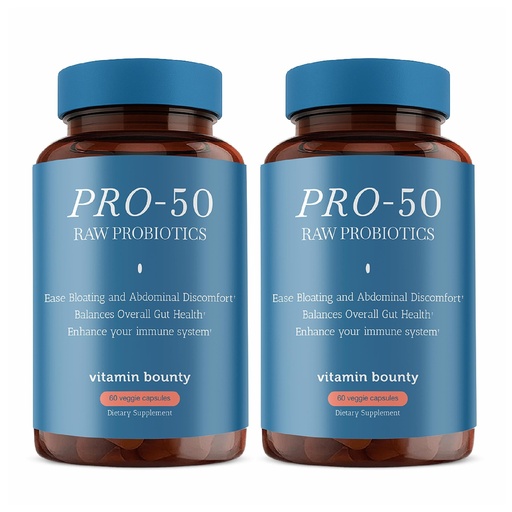 [BRSWGGT5DMFQMDLJ] Vitamin Bounty Pro-50 Probiotic 50 Billion CFU - 13 Strain Supplement for Men & Women + Prebiotics - Digestive Health & Gut Support - Lactobacillus & Bifidobacterium - Delayed Release Capsules, 2 Pack