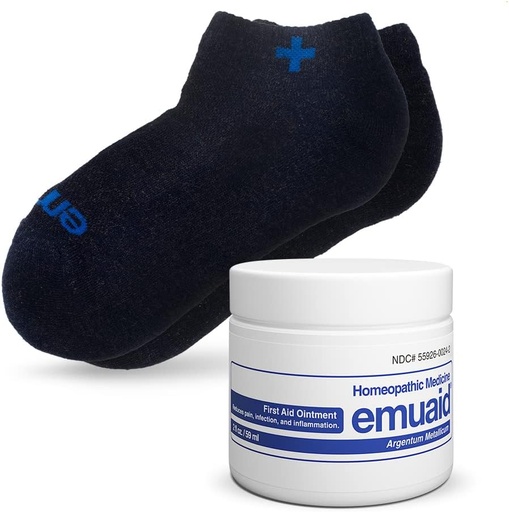 [BRSRMFIQAENROGTB] emuaid Nail Fungus Bundle Regular Strength with Silver Ionic Socks