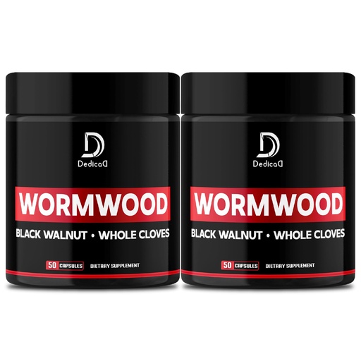 [BRSROAT4OJ6Q4G3A] DEDICAD Wormwood Capsules - 12 Herbs Blended Black Walnut, Cloves, Ginger, Turmeric, Cinnamon, Apple, Quassia - 2 Packs 50 Capsules