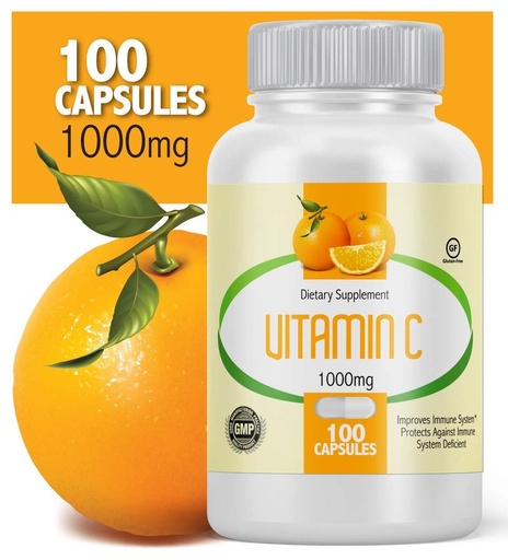 [BRSWYZAYCB6A4E34] Vitamin C 1000mg 100 Capsules (2 Bottles)
