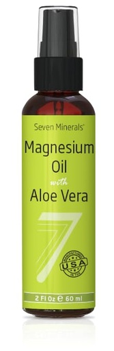 [BRSRABT7DENAECT2] Seven Minerals Magnesium Oil Spray with Aloe Vera - Travel Size | Pharmaceutical (USP) Grade, Highest Strength 7mUSA - Mined in The USA