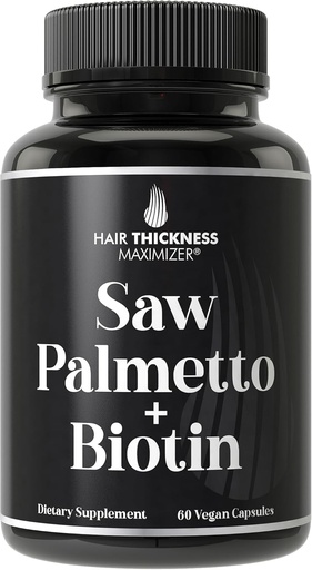 [BRSWYZA7OUJR62D3] Saw Palmetto + Biotin Advanced 2-in-1 Combo for Hair Growth. Vegan Capsules Supplement with Natural Saw Palmetto Extract + 10000mcg Biotin. Hair Loss and Regrowth Pills for Men and Women. DHT Blocker