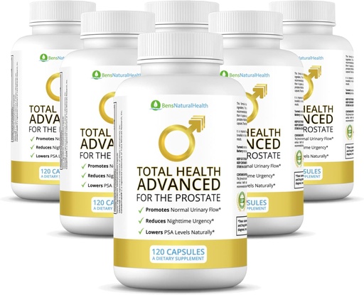 [BRSW2BAFPIHWGADK] Ben's Natural Health Total Health Advanced, Prostate Support Supplement with 29 Ingredients Beta‐Sitosterol, Vitaminas C, D, E, Zinc, Pygeum, Turmeric, Holy Basil, 900 Capsules, 6 Pack