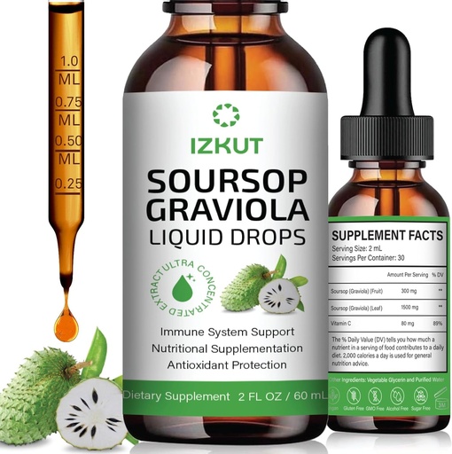 [BRSRAZAHBYDQID3G] Soursop Bitters Sıvı Organik: Soursop Leaf & Meyve Botanik Ekstraksiyonu - Hücre Desteği ve Rejenerasyonu için Soursop Liquid Drops - Immune Support, Relaxation, Liver Health ve Sleep Aid for Men & Women