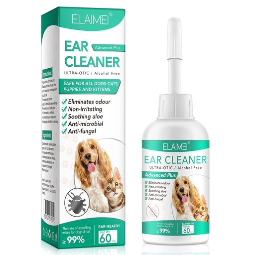 [BRSROAANOQHWGEQY] Ear Cleaner for Dogs, Dogs Ear Infection Treatment - Supports Soothing Dog Yeast Infection, Soothes Itchy & Inflamed Ears, Ear Odor, Pet Ear Care Supplement for Small, Medium and Large Dogs - 60ml