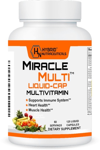 [BRSWGZDYOAIAYG3X] MiracleMulti Liquid Multivitamin Capsules for Men & Women - Complete Whole Food Blend Daily Vitamin & Mineral Supplement with CoQ10, B12, 42 Superfood Enzyme - 120 Softgels