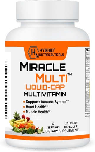 [BRSWGZDYOAIAYG3X] MiracleMulti Liquid Multivitamin kapslar för män och kvinnor - Fullständig hela mat Blend Daily Vitamin & Mineral Supplement med CoQ10, B12, 42 Superfood Enzyme - 120 Softgels