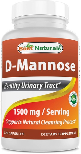 [BRSWGCYPO4AQEC34] Best Naturals D-Mannose Capsules - Urinary Tract Cleanse Supplement 1500mg/Serving - 120 Count
