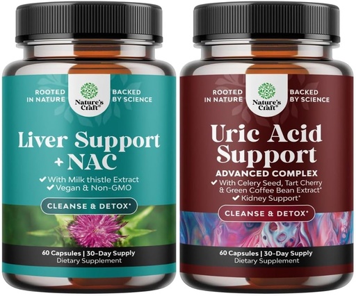 [BRSRAZQ7CEDQIYLA] Zestaw wsparcia dla wątroby Suplement z NAC do czyszczenia wątroby i Vegan kwasu moczowego Cleanse i Detox dla mężczyzn i kobiet łączenia nerki i więcej