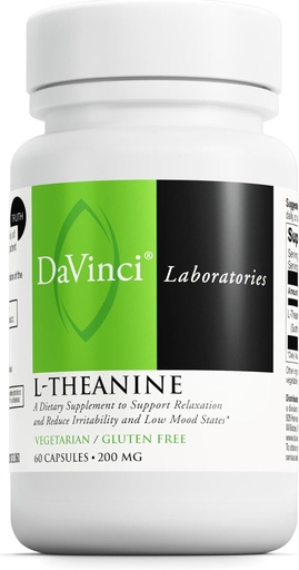 [BRSWIYACAQGAMCT6] DAVINCI Labs L-teanina - Integratore alimentare per aiutare con concentrazione, messa a fuoco, relax e irritabilità* - con 200 mg L-teanina per porzione - 60 capsule vegetariane