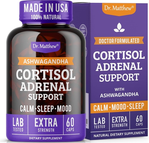 [BRSW2FL7BB5QID3Z] Dr Matthew Cortisol Reducer Supplement dla kobiet. Wsparcie nadnerczy z Ashwagandha, Rhodiola & Ginseng - Koktajl detox do Dolnego Cortisol & Relaks Aid, Spokojny i niespokojny sen