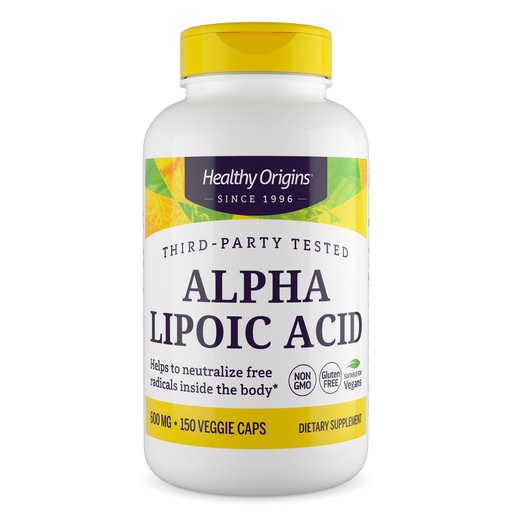 [BRSWIYYMCB7QYFY5] Healthy Origins Alpha Lipoic Acid 600 mg, 150 Veggie Capsules - Maximum Strength Universal Antioxidant Supplement - Supports Healthy Blood Sugar Metabolism, Nerve Health & Cellular Energy Production