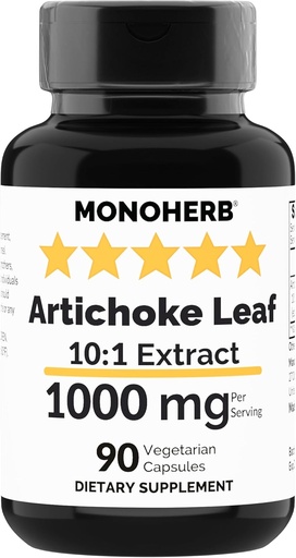 [BRSROGQQDMNGYCTK] MONOHERB Artichoke Leaf Extracto 1000 mg - 90 cápsulas vegetarianas
