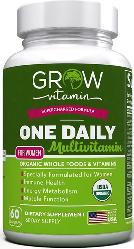 [BRSROZI6BAHR4DLO] grow vitamin One Daily Multivitamin for Women - Energy Support - Whole Food Supplement to Nourish Hair, Skin, Nails - Non-GMO - No Soy - Gluten Free - 60 Capsules - 2 Month Supply