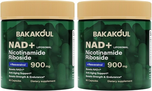 [BRSRAGTYBYNRAYDJ] NAD supplement - Liposomal Nicotinamide Riboside, Resveratrol, Quercetin, NAD Nicotinamide Riboside Resveratrol 900mg, NAD+ ملحق الرجال والنساء، 80 كابسوليس 2 باك