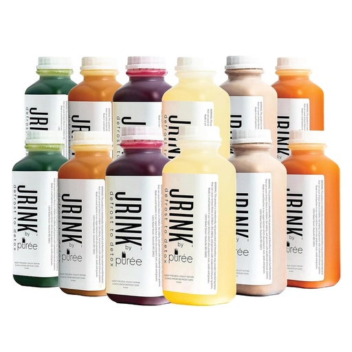 [BRSRAEATCF7WGYDB] JRINK by Purée Intermediate Juice Cleanse, Cold Pressed Detox Drink with Organic 2 Day-Healthy Vegetable and Fruit Juice, Frozen Pressed Juice Cleanse, 12 Bottles, 16oz Each