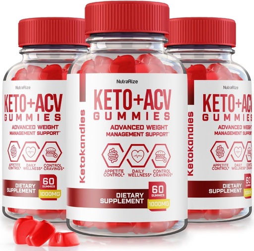 [BRSROBT7OEJQMCD2] NutraRize (Pack of 3 KetoKandies Keto+ACV Gummies for Weight Loss, Maximum Strength Supplement, Keto Kandies Reviews (180 Gummies)