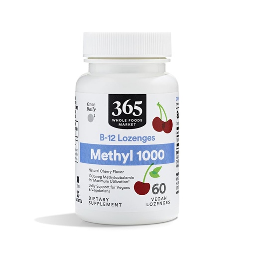 [BRSWGZQBOQCWGGQ6] Whole Foods Market, Methyl B-12 1000 MCG Cherry Lozenge, 60 CT