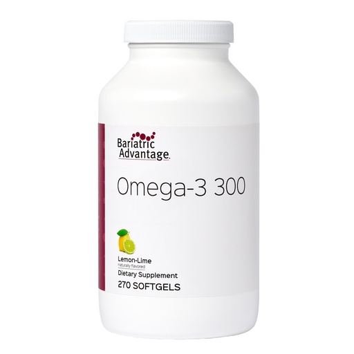 [BRSWYZQTPMIGYFYU] Bariatric Advantage Omega-3 300 EPA DHA Fish Oil Capsules, Concentrated Source of Fatty Acids from Sustainably Sourced Cold Water Fish - Lemon Lime, 270 Softgels