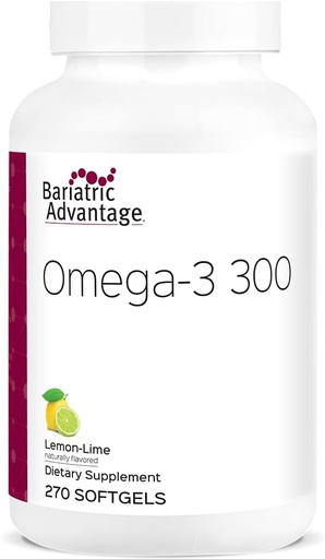 [BRSWYZQTPMIGYFYU] Vantaxe bariátrica Omega-3 300 cápsulas de aceite de peixe EPA, fonte concentrada de ácidos graxos a partir de peixes de auga fría fontes sostibles - limón, 270 Softgels