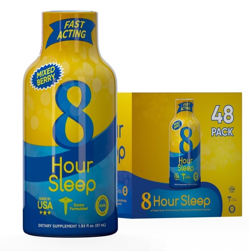 [BRSW2HAECN5A2DYY] Vitamin Energy 8 Hour Sleep Shot Mixed Berry 48 Pack, Melatonin, 5-HTP, GABA, Valerian, Lavender, Nighttime Relaxation & Sleep Support Supplement, Zero Sugar, Vegan, Gluten-Free, Kosher, 1.93 fl oz