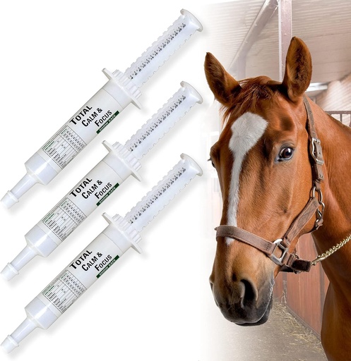 [BRSWKHYQOB5GMG32] Ramard Total Calm och Fokus för hästar Supplement - Magnesium & Calming Formel för hästshow, träning, prestanda Mental Alertness Utan Drowsiness, Show Safe, Equine Supplies 1oz Syringe 3Packs