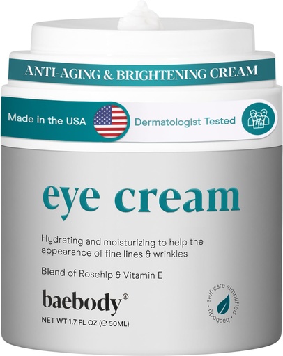 [BRSW2GQHAEAW2DYV] Baebody Made in USA Eye Cream - Anti Aging and Moisturizing Eye Cream for Dark Circles and Wrinkles - With Rosehip and Vitamin E (1.7 fl oz/50 ml)