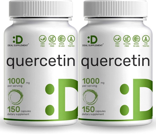 [BRSWYH33OAFBQFYY] Quercetin 1000mg Xüsusi (2 Paket) | 300 Kapsül, Yüksək Bio available Flavonoids, Üçüncü Parti Tested, Sağlam Immune Sistemi, Qeyri-GMO, No Gluten