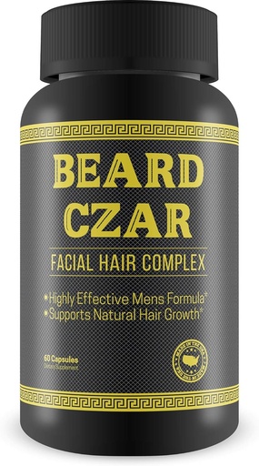 [BRSWECQ6OFYRE3A6] De Baard Czar-Facial Hair Complex- Zeer effectieve mannen formule- Ondersteunt natuurlijke haargroei-Bevorderen baard kwaliteit en voeding-60 capsules