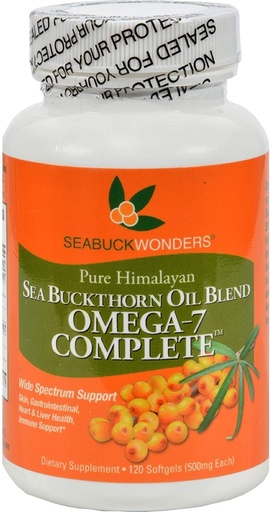 [BRSWECQCOYMBQCLO] Seabuck Wonders Sea Buckthorn Oil Blend - 500 mg - Omega 7 completo - Natural - Gluten gratis - 120 Softgels (Pack of 2)