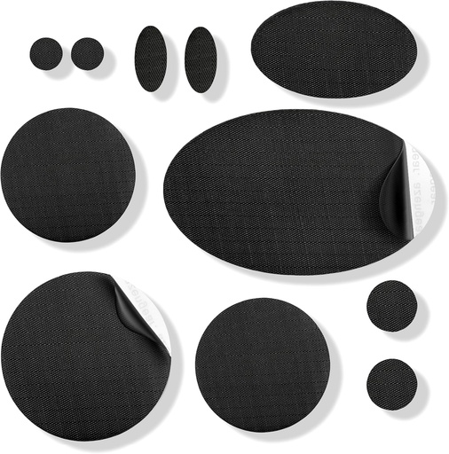 [BRSW2CQPCIFAIAA2] aZengear Repair Patches - Vanntett, Selvklebende, Tear-Cold-Heat-Resistant Nylon Polyester Fix Puffer Coats, Gear, Telter (11 stykker, Solid Black)