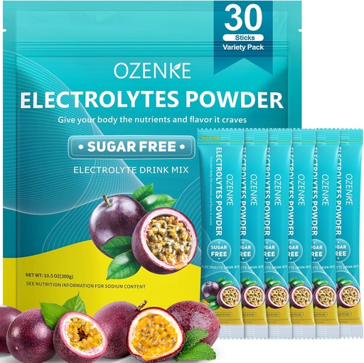 [BRSRAGQTBEHWEFD6] Paquet de paquets d'Electrolytes Powder, 30 Sticksydtion packages Sugar Free, Electrolyte Bebe Portable Electrolyte per a paquets ydration, 0 Sugar & 0 Calorie, Passion Flavor