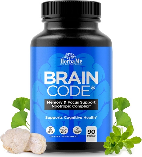 [BRSRA2YCBMHAGDTH] Brain Code Nootropic Brain Supplement for Memory and Focus | Supports Cognitive Health & Mental Clarity, Enhance Concentration | 90 Capsules