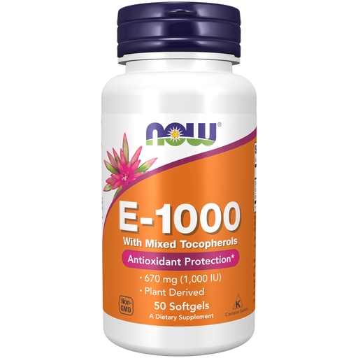 [BRSWIYYPOMNWEHY3] NOW Foods Supplements, Vitamin E-1,000 IU Mixed Tocopherols, Antioxidant Protection*, 50 Softgels