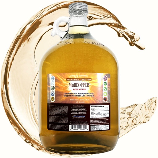 [BRSWICQCOYOBM33G] True Colloidal Copper Dietary Supplement - 1 US Gallon in Clear Glass Jug