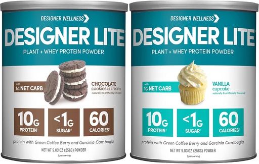 [BRSRM2YZCUCAA2DO] Designer Wellness, Dizainer Lite, Low Calorie Natural Protein, Prebiotic Fiber, Key Vitaminai & mineralai, Vanilla Cupcake ir Šokoladiniai sausainiai & Cream Bundle