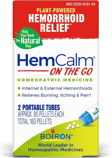 [BRSRM2YNCQHG2ALZ] Boiron HemCalm On The Go Travel Essential for Aambei Relief of Pain, Jeuk, Zwelling of Ongemak - 2 Tellen (160 Pellets)