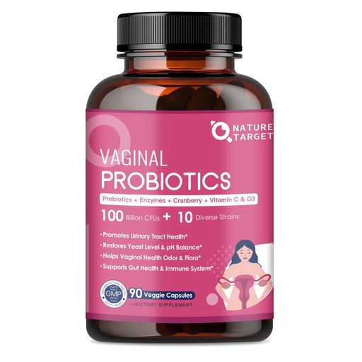 [BRSROCAHDIGQYDLJ] Vaginal Probiotics for Women, 100 Billion CFUs Probiotics & Prebiotics with Digestive Enzymes, Cranberry & D-Mannose - Womens Probiotic Supports pH Balance, Odor & Urinary Tract Health - 90 Capsules