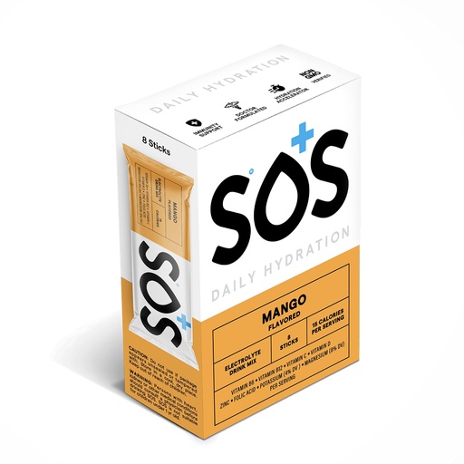 [BRSRMCQ2BMHAKHI2] SOS Hydration Electrolyte Powder Sticks | Low Sugar Rapid Hydration | Keto Friendly (8 Servings, Mango)