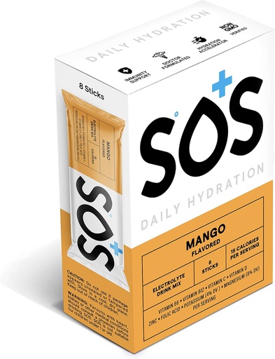 [BRSRMCQ2BMHAKHI2] SOS Hydration Elektrolyt Pulver Stick Packs | Low Sugar | Rapid Rehydration | Made in USA | Keto | Mango Flavor