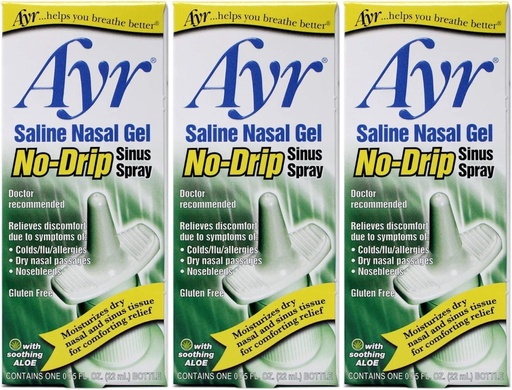 [BRSWKZQQCV4RS23K] Ayr Saline の鼻のゲルの No-Drip の Sinus のスプレー、0.75 の Fl Oz (パッキング 3)