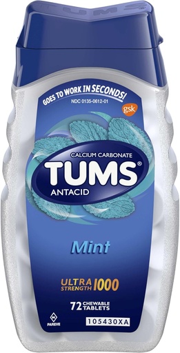 [BRSWECTYOQCR4FL3] TUMS Ultra Strength Chewable Antacid Tablets for Heartburn Relief, Peppermint - 72 Count