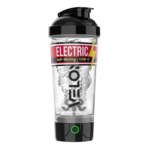 [BRSREHYQOUIB42TP] VELOMIX Electric Protein Shaker Bottle - 24 oz | USB-C Rechargeable | Leak Proof Shaker Cups for Protein Shakes | Portable Blender for Shakes and Smoothies (Electric-Transparent)