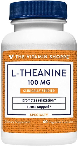 [BRSWGZQEAAHA4HI7] ビタミンのshoppe L-Theanine 100MGの臨床的に加えられた原料、サポート弛緩及び圧力(60のカプセル)