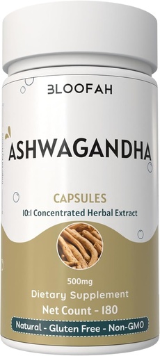 [BRSROCA2PIIGECYV] Ashwagandha Capsules 500mg | Withania somnifera Concentrated10:1 Extract Powder | Natural, Non-GMO, Gluten-Free Herbal Suppleemnt Traditional Botanical Formula (180 Count (Pack of 1))