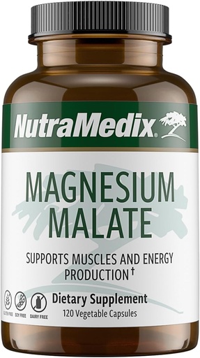 [BRSWICQGOEBWYHYZ] NutraMedix Magnesium Malate Energy Supplements - Bioavailable Magnesium for Sleep, Immune Support & Joint Health - Vegan, Non-GMO & Gluten-Free Magnesium Supplements (120 Vegetarian Capsules)