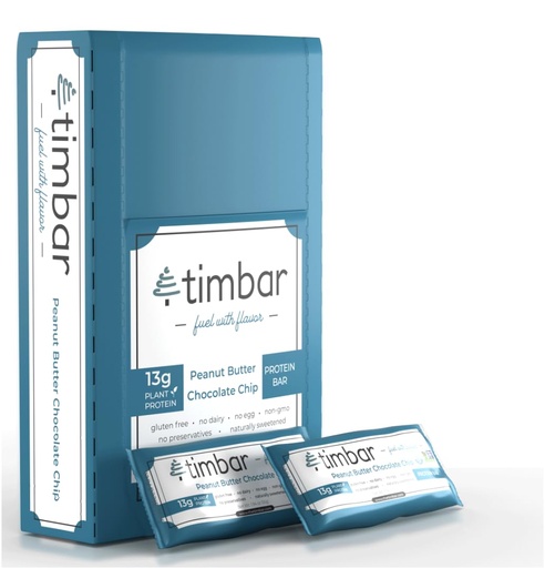 [BRSRAZD5O4CQICT2] timbar Protein Bars 12 Pack | Plant Based- Energy & Nut Bars with 13g Protein | Gluten Free, Non-GMO, Dairy Free, Healthy On-the-Go Snack & Meal Replacement (12 Packs, Peanut Butter)