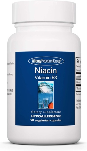 [BRSWIYQDARYBEEDE] Allergiatutkimusryhmä Niacin Supplement - B3-vitamiini miesten ja naisten, Niasiini flush, nikotiinihappo, NAD, 250 mg kasvissyöjä kapselit - 90
