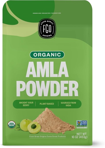 [BRSROGIKOANW2ADD] FGO Organic Amla Powder (Amalaki), 100% Raw from India, 16oz (Pack of 1)