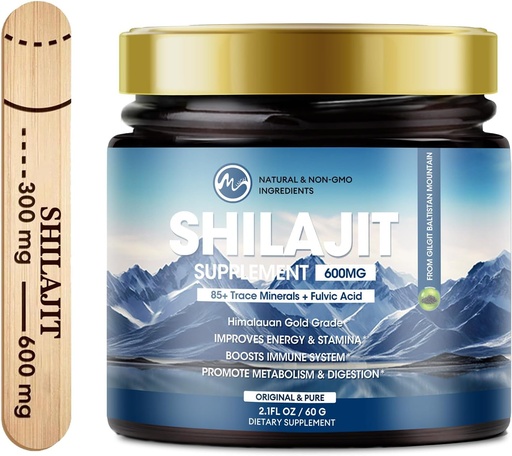 [BRSROCQ5ORYBAC32] M tum 600mg Shilajit Pure Sibirien Organic Shilajit Resin - Shilajit Resin för män och kvinnor med hög styrka för energi, styrka och immunitet